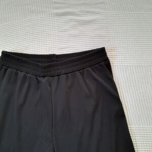 Black Wide Leg Ribbed Pants